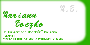 mariann boczko business card